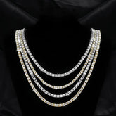 Trendy Men's Tennis Necklace Single Row Embedded Crystals 5mm Hip Hop Style Alloy Jewelry Accessory