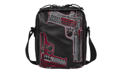 Guns Embroidered Leather Shoulder Bag SS26 - Black SU28035