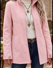 Aoife | Women's Zip-Up Jacket with Stand Collar and Button Cuffs