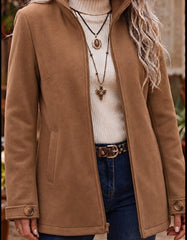 Aoife | Women's Zip-Up Jacket with Stand Collar and Button Cuffs