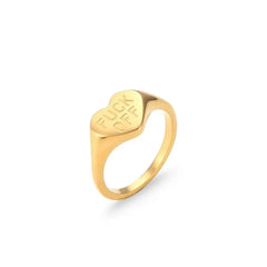 F*ck Signet Ring Stainless Steel 18K Gold Plated Ring