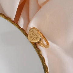 F*ck Signet Ring Stainless Steel 18K Gold Plated Ring