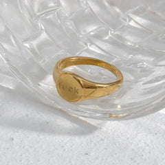 F*ck Signet Ring Stainless Steel 18K Gold Plated Ring
