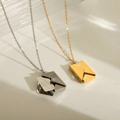 Wholesale Jewelry IG Style Simple Style Commute I Love you envelope 304 Stainless Steel 18K Gold Plated Pendant Necklace