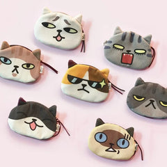 women's cat plush zipper coin purses