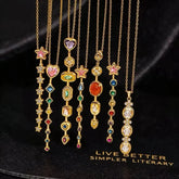 Women's Long Tassel Necklace with Electroplated Copper Cable Chain and Zircon Inlay