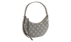 Romy T Monogram Coated Jacquard Half Moon Bag Charcoal 182912 200