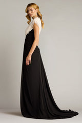 Amelie Lace Trim Chiffon Gown