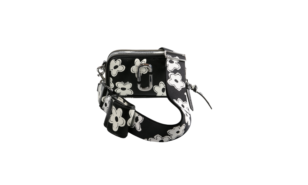 The Snapshot Daisy Leather Bag Black / White 2S5HCR014H02 005