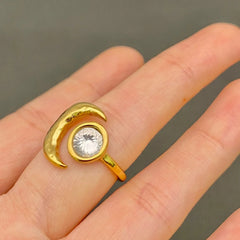 Moon Ring 18K Gold Plated Stainless Steel Zircon