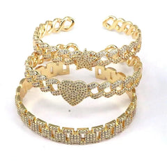 1 piece ins style star heart shape copper inlay zircon bangle