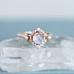 Bohemian Moonstone Sunburst Stacking Ring