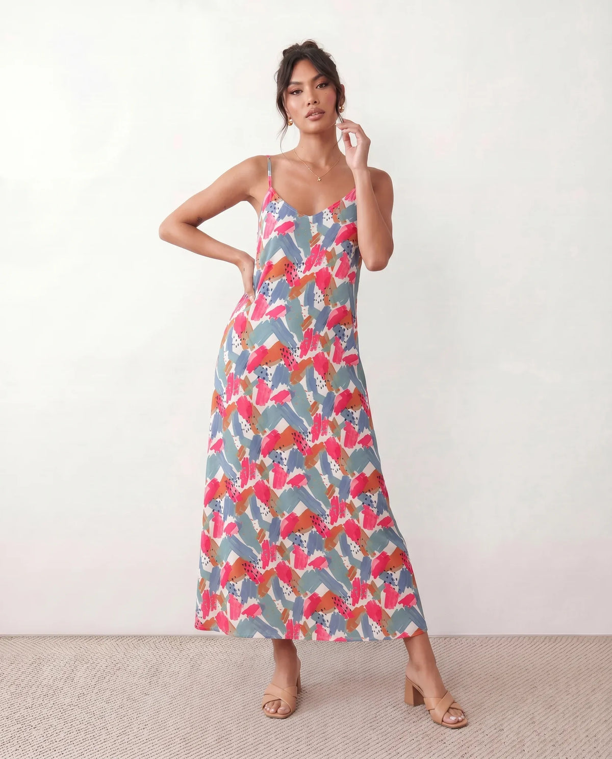 Elise Slip Spaghetti Strap Maxi Dress