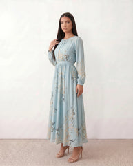 Aria Silk Abstract Print Maxi Dress