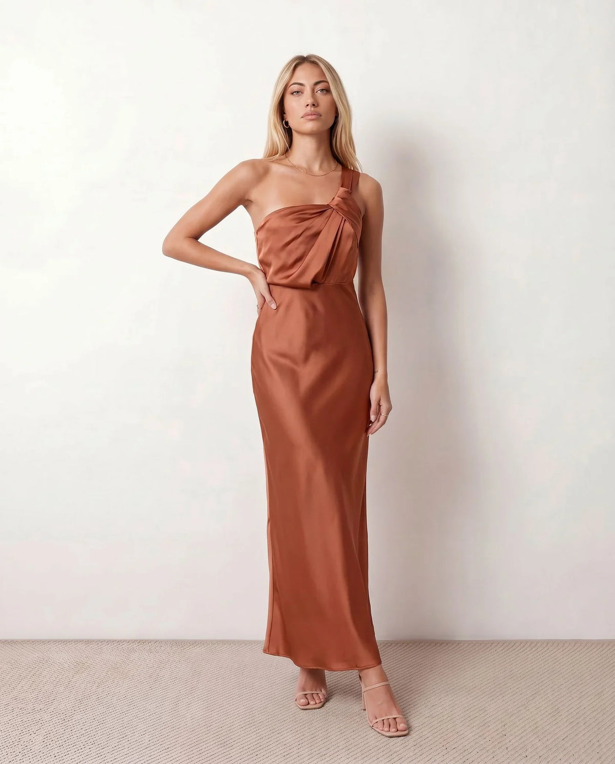 Aura Glossy Slip Maxi Dress