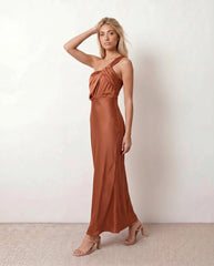 Aura Glossy Slip Maxi Dress