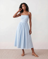 Stella Spaghetti Strap Lace-Up Midi Dress