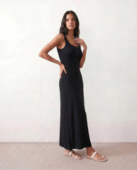 Cleo Ribbed Button Front Maxi Dress