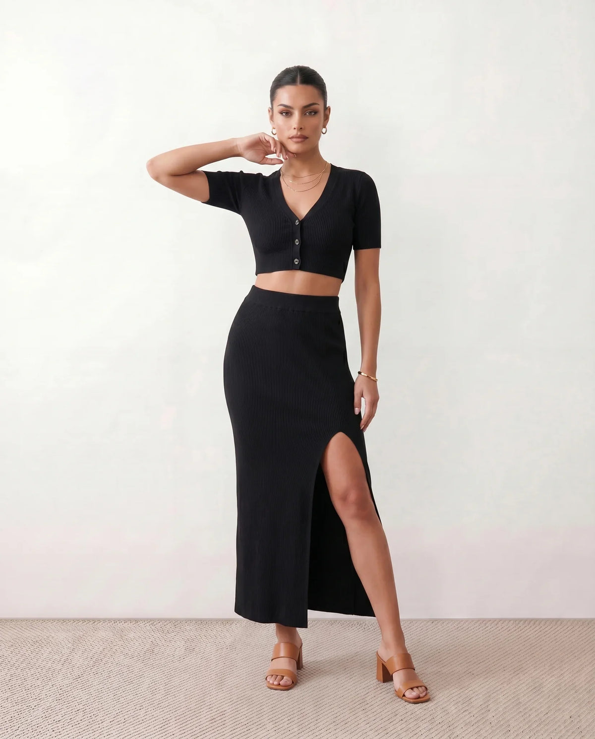 Esme Ribbed Fitted Maxi Dress
