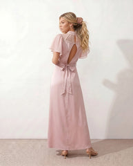 Zoe Glossy Open Back Maxi Dress