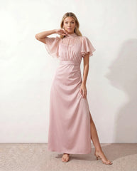 Zoe Glossy Open Back Maxi Dress