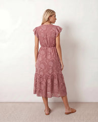 Leona Floral Ruffle Detail Midi Dress
