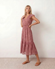 Leona Floral Ruffle Detail Midi Dress