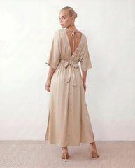 Rhea Open Back Tie Back Maxi Dress