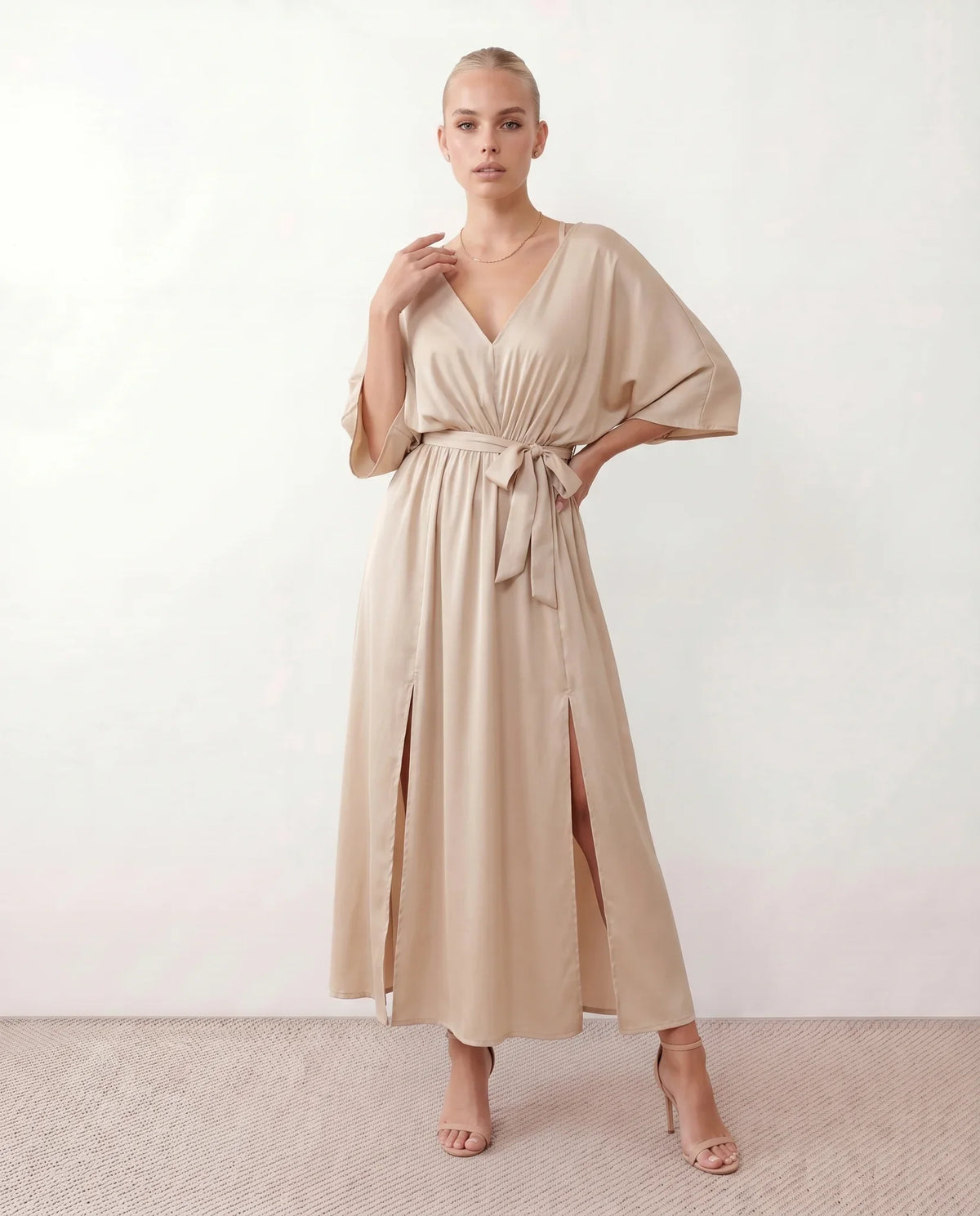 Rhea Open Back Tie Back Maxi Dress