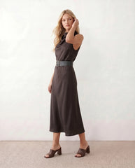 Eden Glossy Cowl Neck Midi Dress