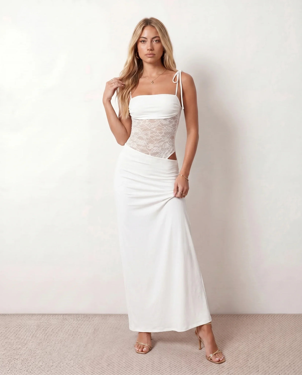 Faye Lace Spaghetti Strap Maxi Dress