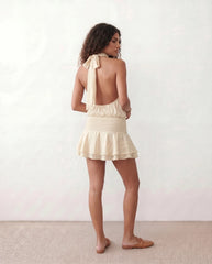 Bella Glossy Halter Mini Dress