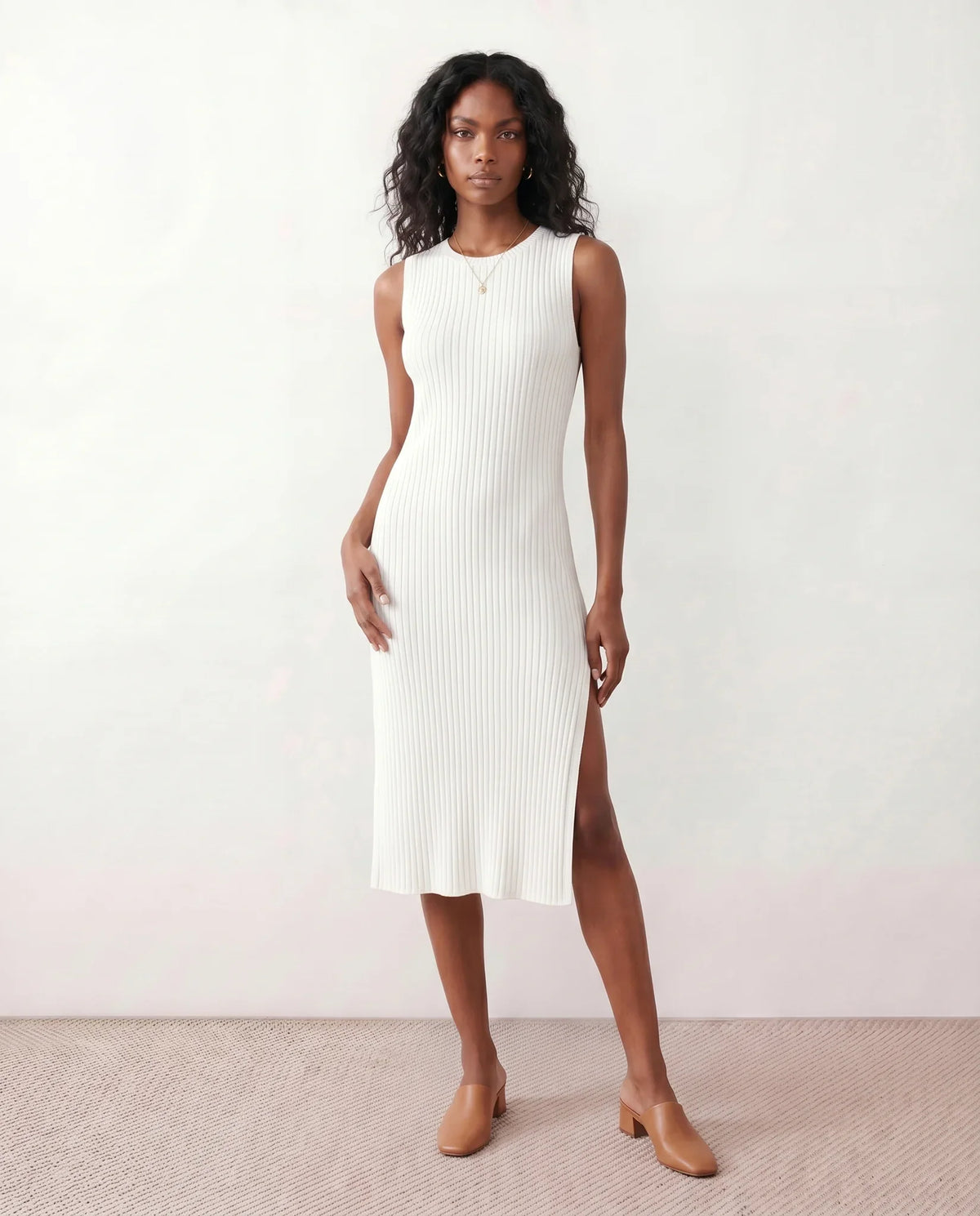 Raina Ribbed Fitted Midi Dress