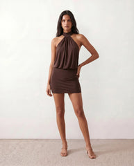 Mae Silk Halter Mini Dress