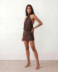 Mae Silk Halter Mini Dress