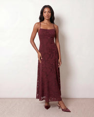 Selene Spaghetti Strap Lace-Up Maxi Dress