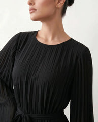 Caroline Pleated Ruffle Detail Mini Dress