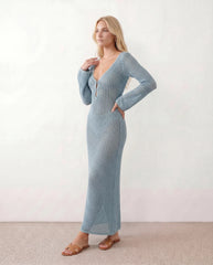 Calixta Crochet Plunge Neck Maxi Dress