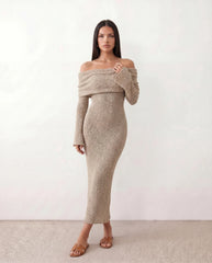Iustina Off Shoulder Fitted Maxi Dress