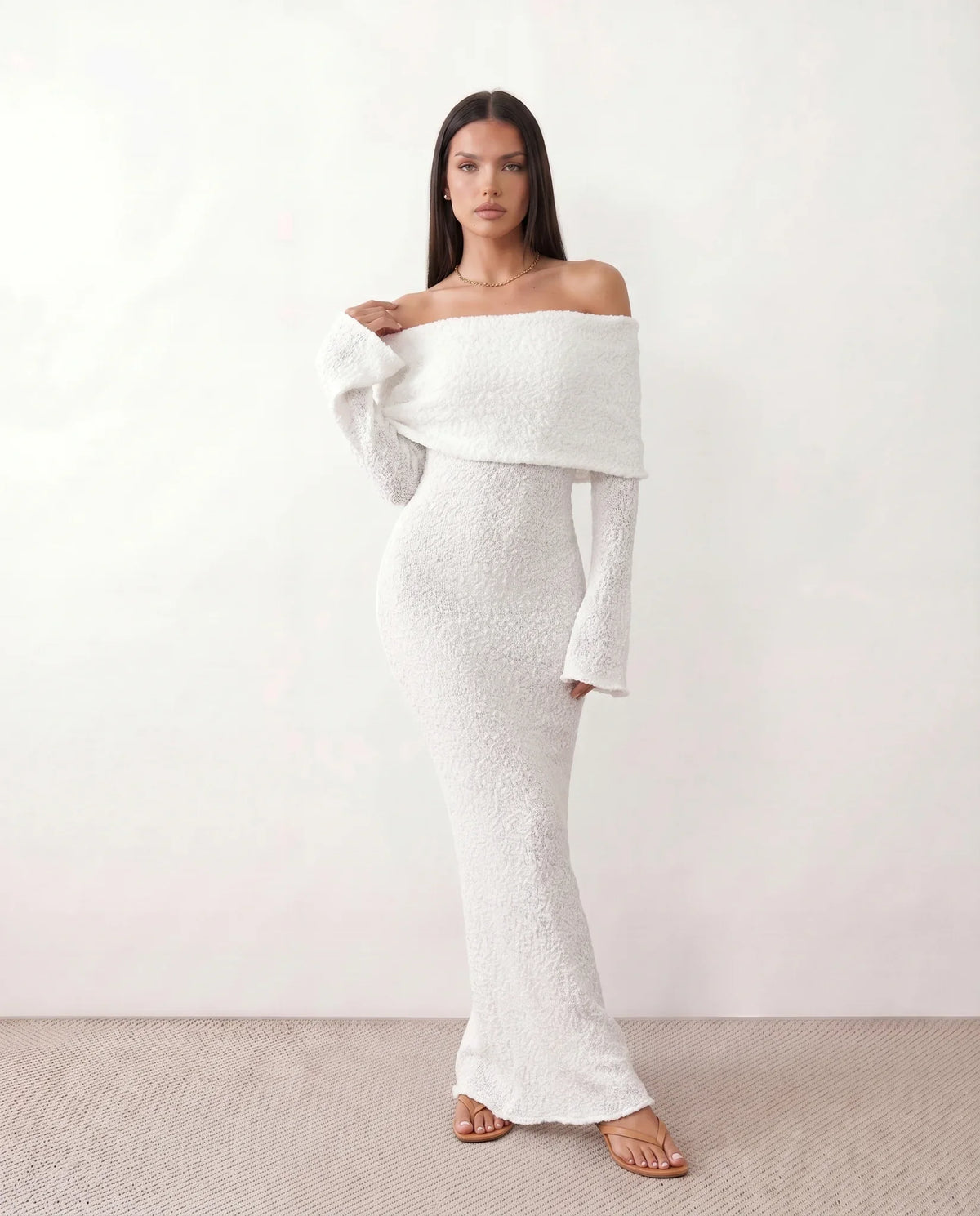 Iustina Off Shoulder Fitted Maxi Dress