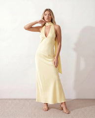 Aleena Cowl Neck Halter Maxi Dress