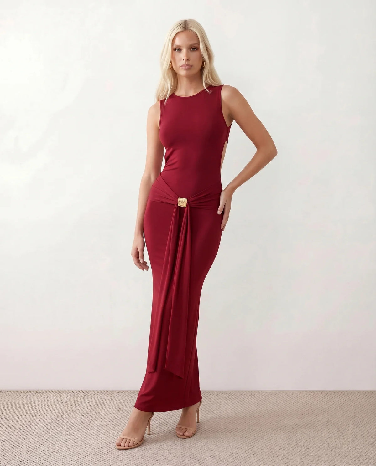 Calista Open Back Fitted Maxi Dress
