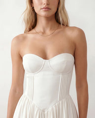 Vicenta Basque Waist Strapless Midi Dress