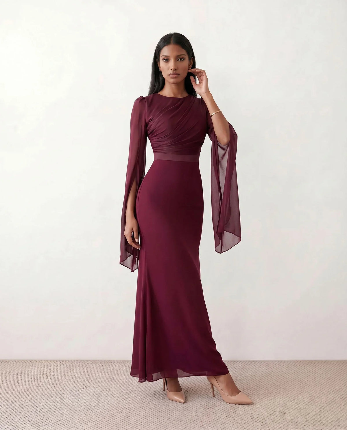 Kamila Mermaid Lace-Up Maxi Dress