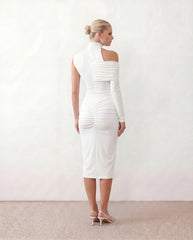 Felisa Asymmetric Neck Open Back Midi Dress