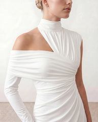 Felisa Asymmetric Neck Open Back Midi Dress