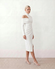 Felisa Asymmetric Neck Open Back Midi Dress