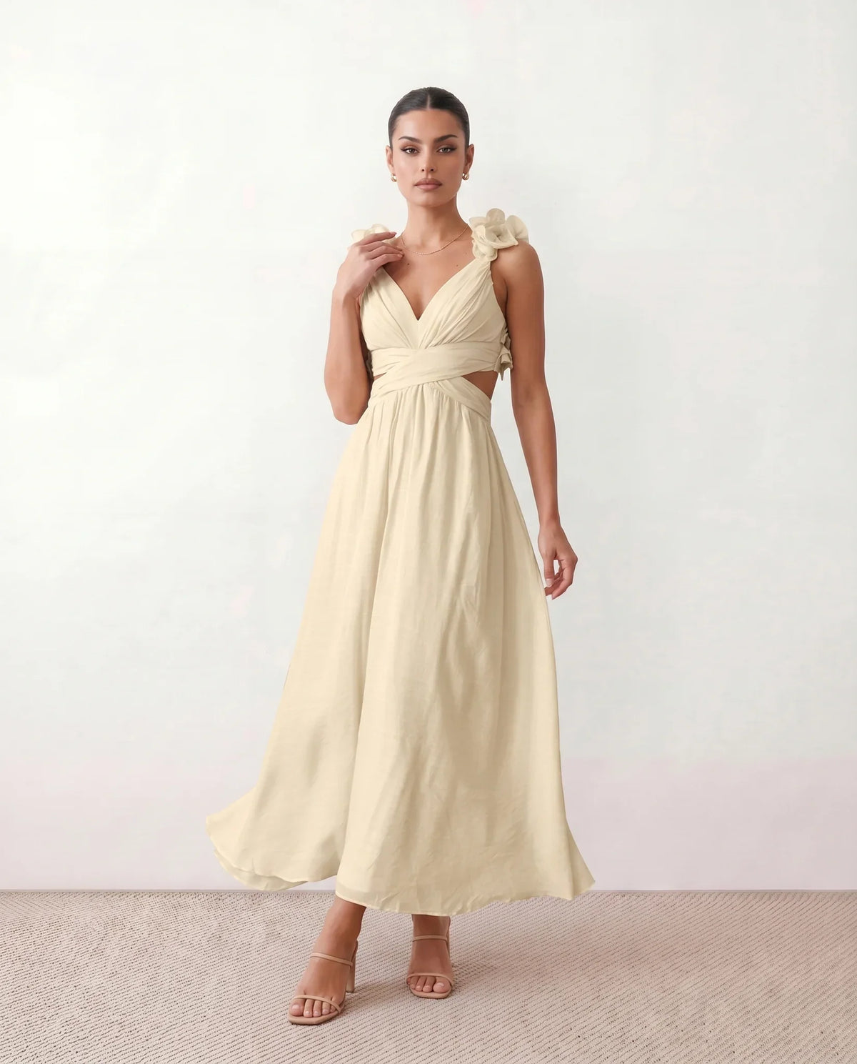 Giedre Lace-Up A-Line Midi Dress