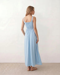 Colleen Basque Waist A-Line Maxi Dress