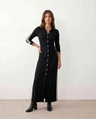 Cinthya Striped Button Front Maxi Dress